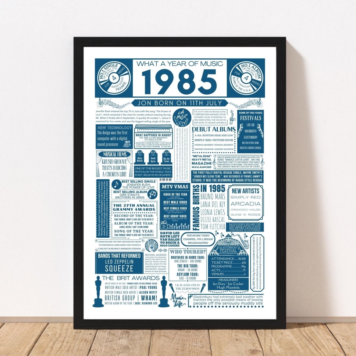 1985 Personalised Music Print | 40th Birthday Gift - The Word Shack
