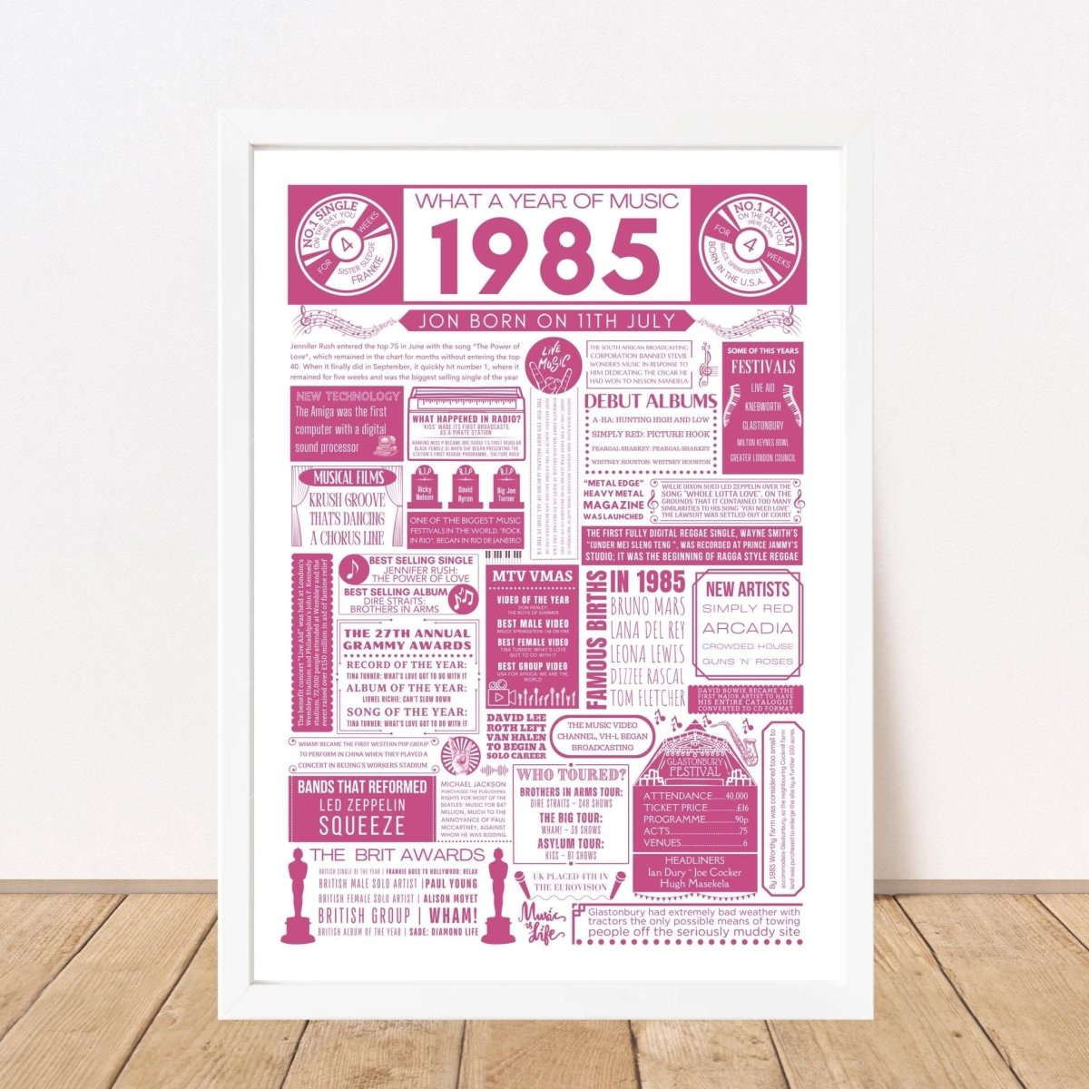 1985 Personalised Music Print | 40th Birthday Gift - The Word Shack