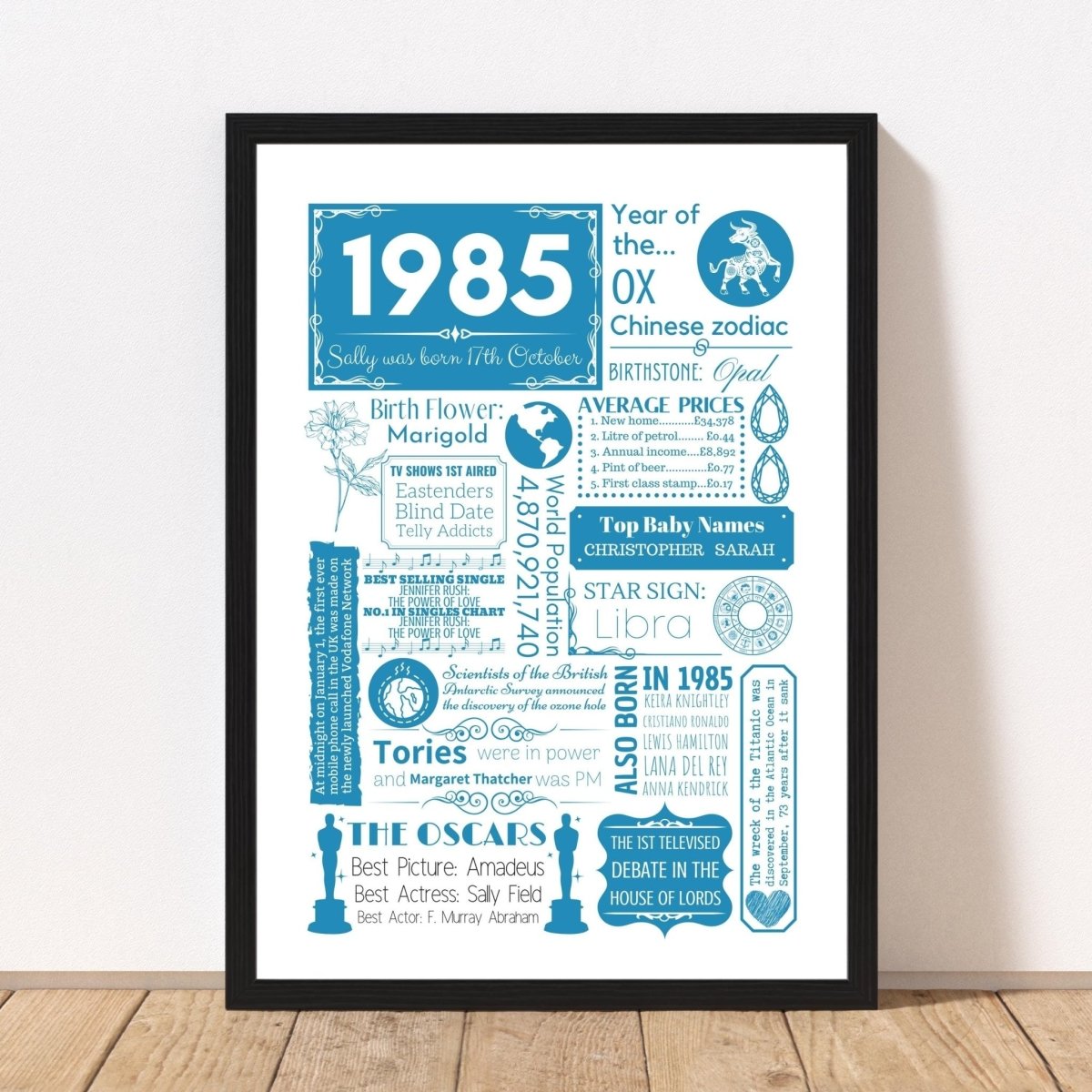 1985 Personalised Year You Were Born Poster | 40th Birthday Floral Gift - The Word Shack