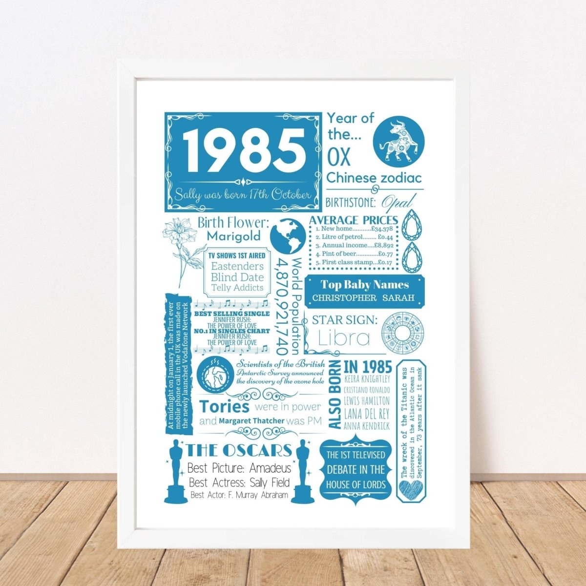 1985 Personalised Year You Were Born Poster | 40th Birthday Floral Gift - The Word Shack