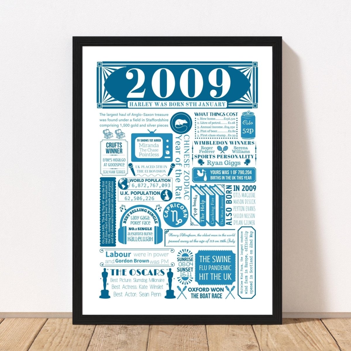 2009 16th Birthday Fact Poster | Personalised Year You Were Born Print - The Word Shack
