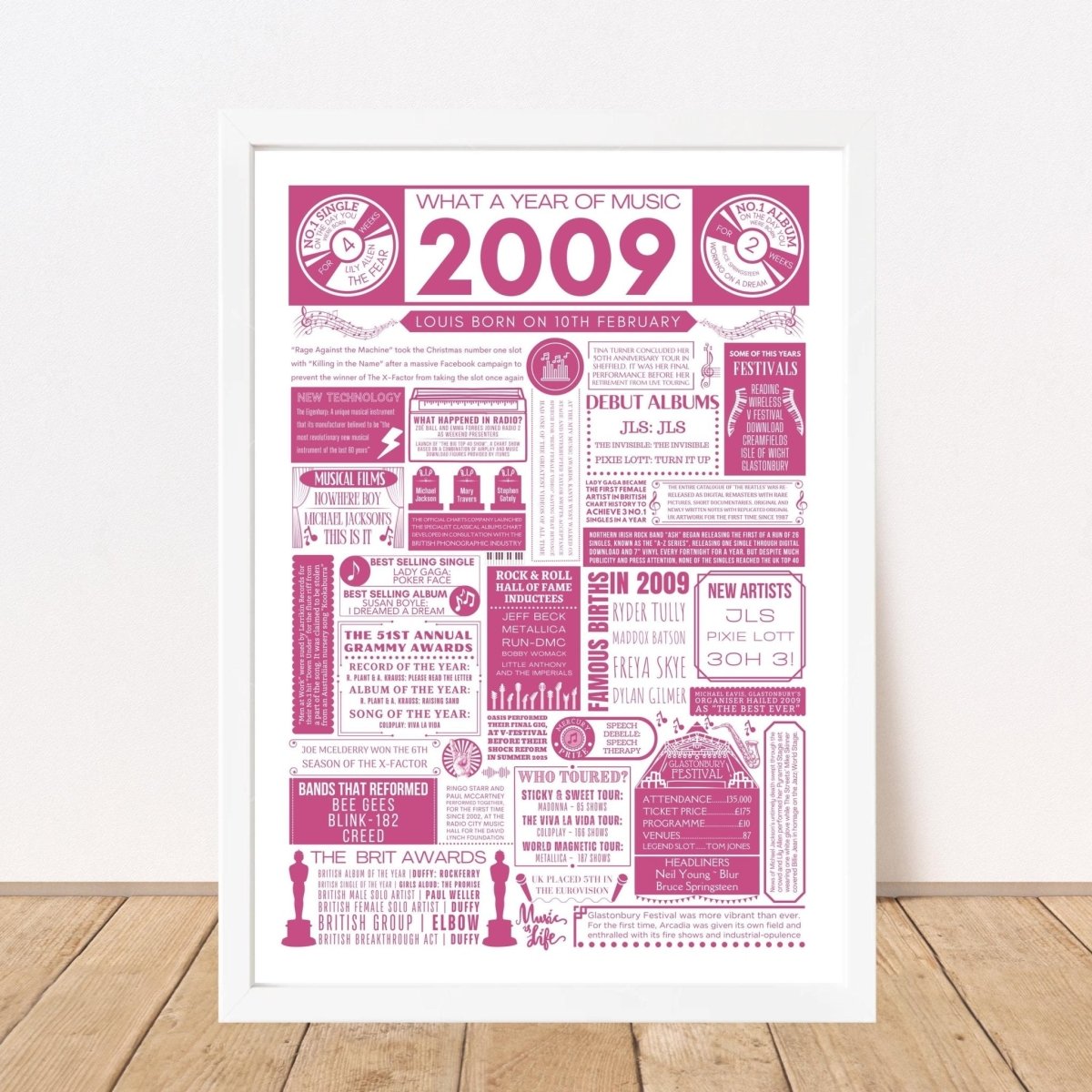 2009 Music Personalised Birthday Print - 16th Birthday Gift - The Word Shack