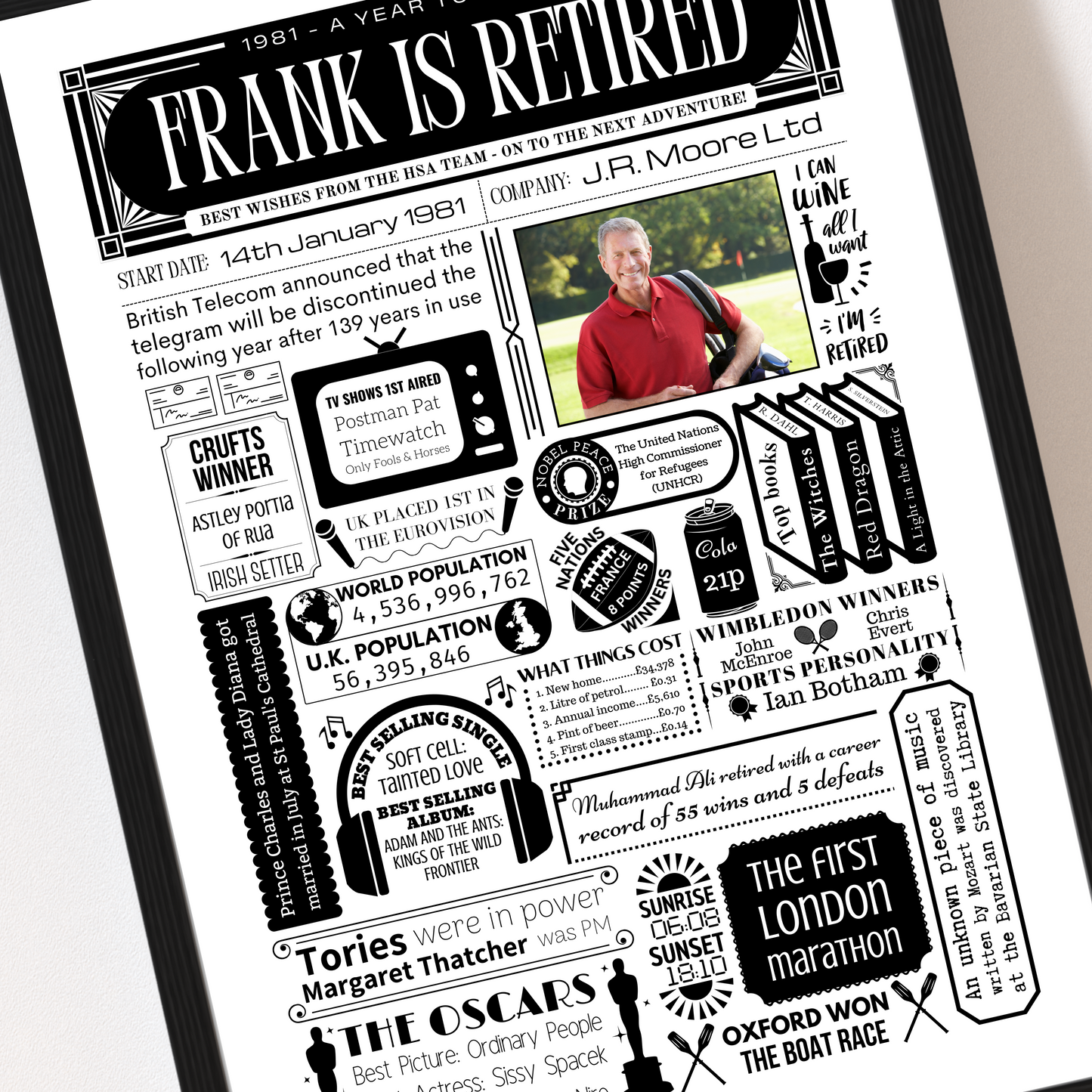 Retirement Personalised Year Print - Leaving Gift with Photo