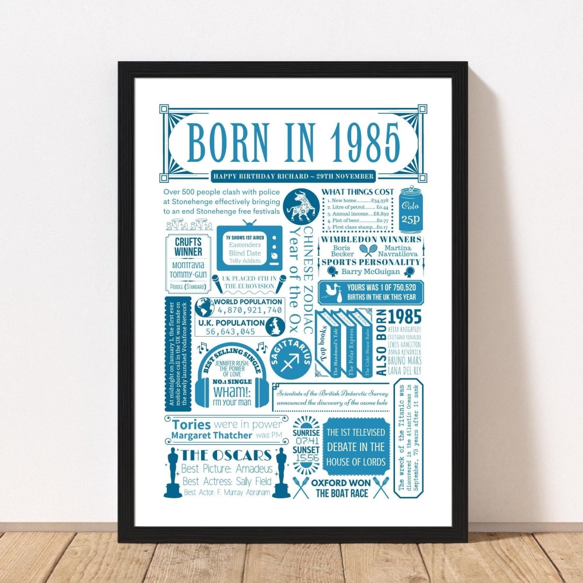 Born in 1985 Fact Poster | Personalised 40th Birthday Gift - The Word Shack
