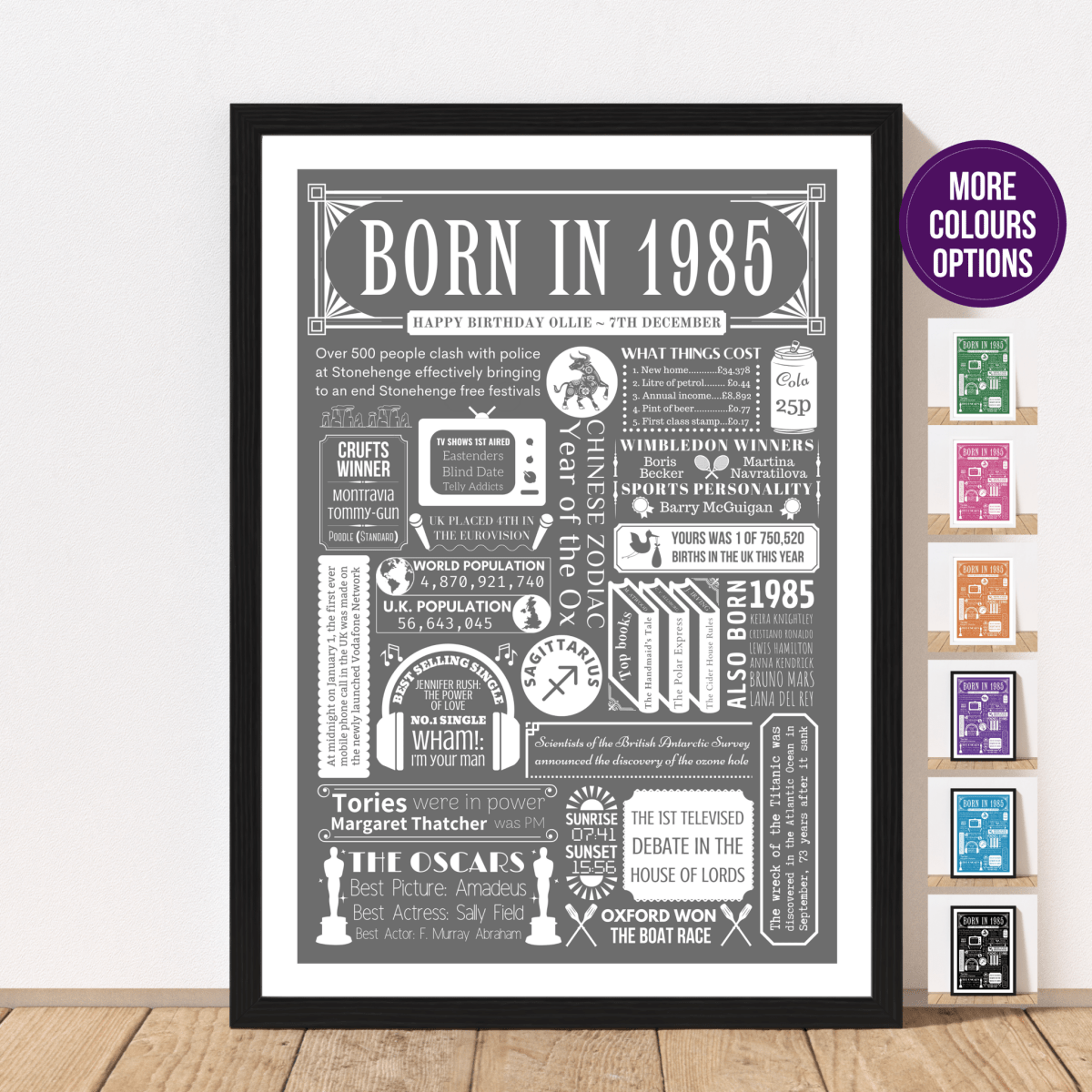 Born in 1985 Personalised Fact Poster | 40th Birthday Gift - The Word Shack