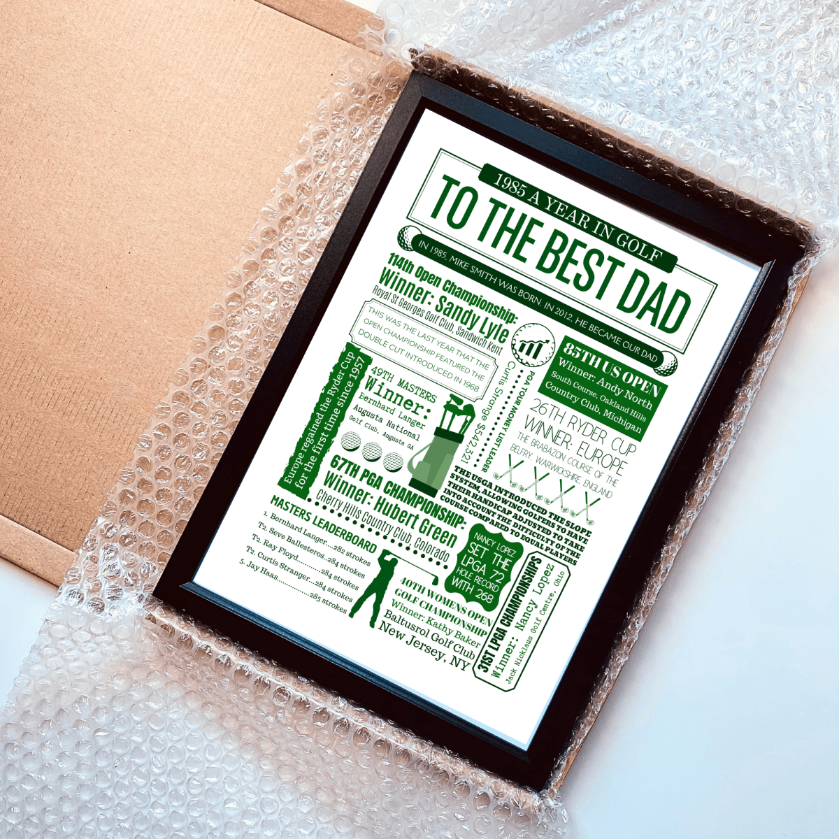 Golf Personalised Father's Day Print - Any Year Best dad Gift - The Word Shack