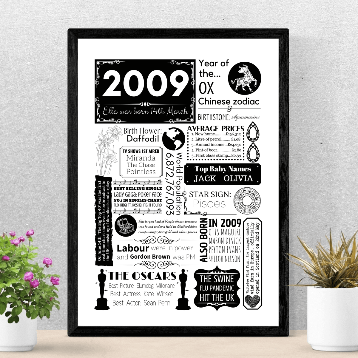 Personalised 16th Birthday Print - Elegant Design - The Word Shack
