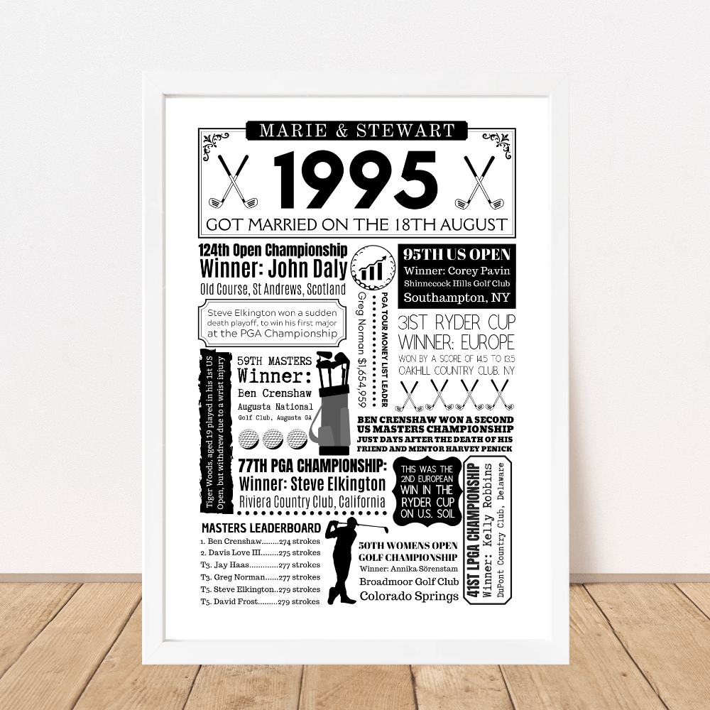 Personalised 30th Anniversary Golf Print - The Word Shack