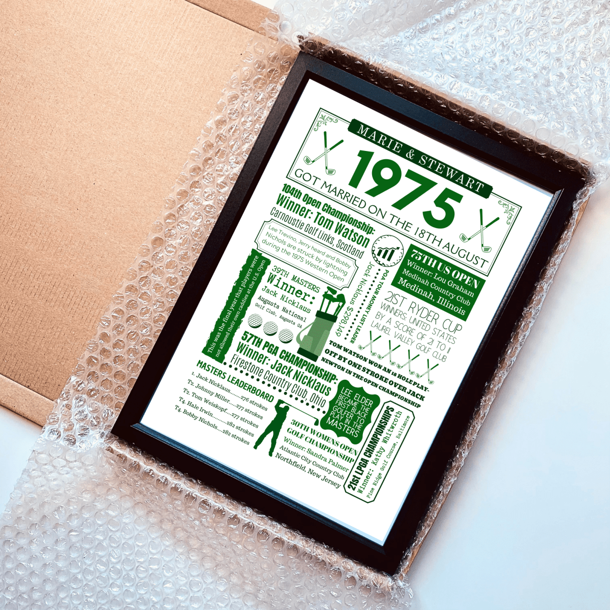 Personalised 50th Anniversary Golf Print - The Word Shack