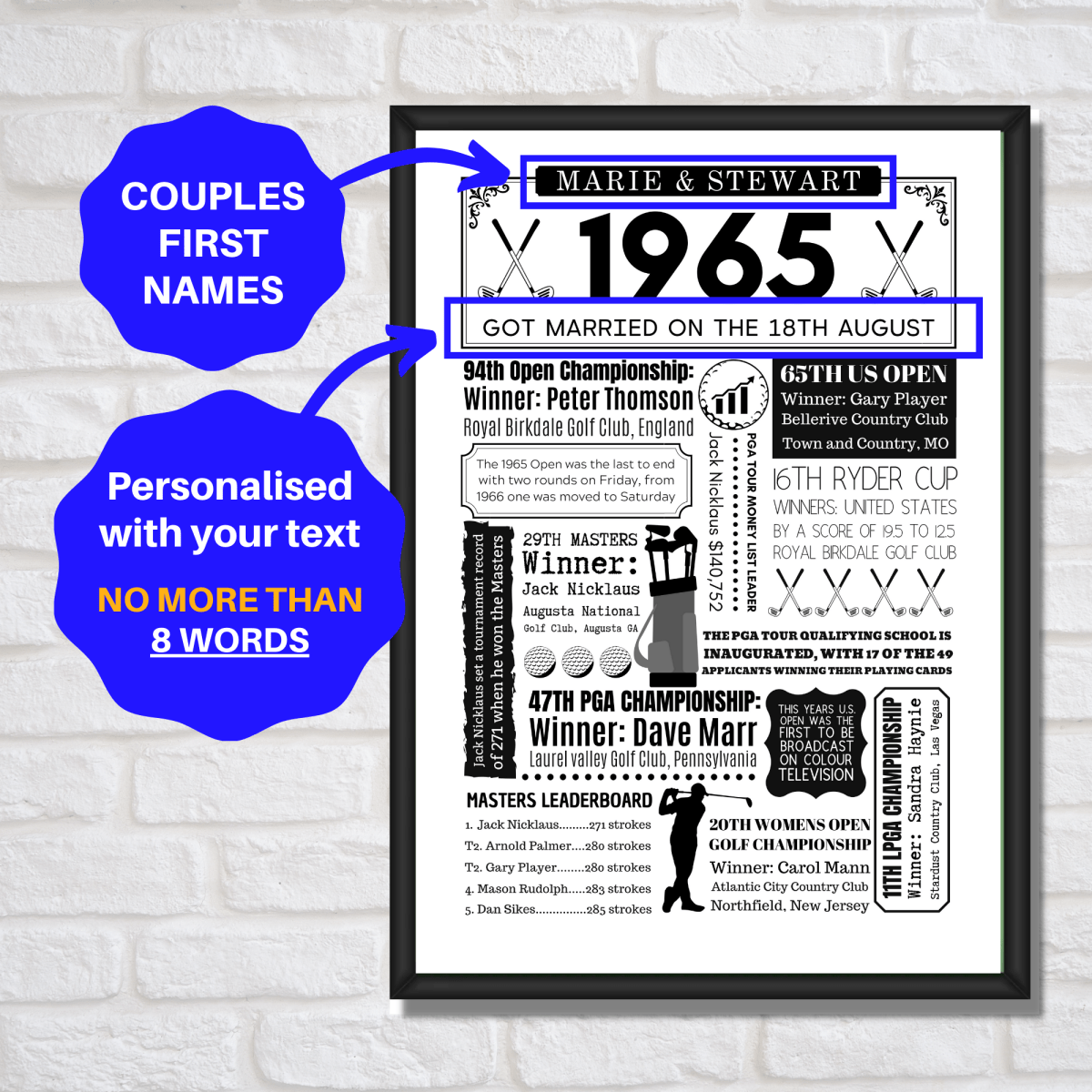 Personalised 60th Anniversary Golf Print - The Word Shack