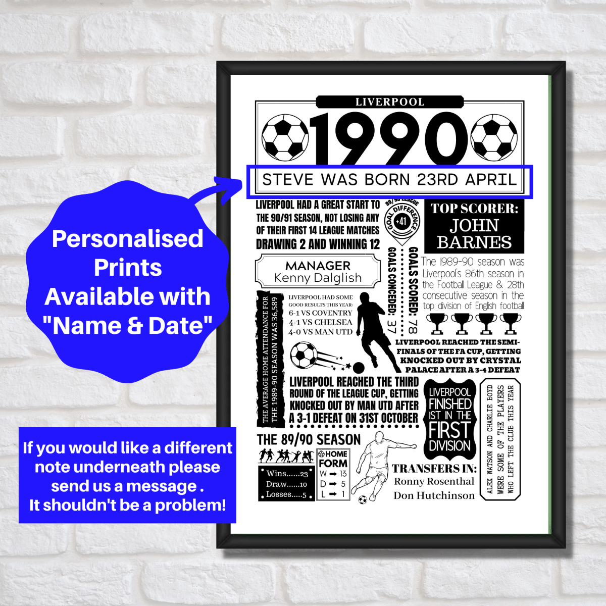 Personalised Any Year Football Club Print - The Word Shack