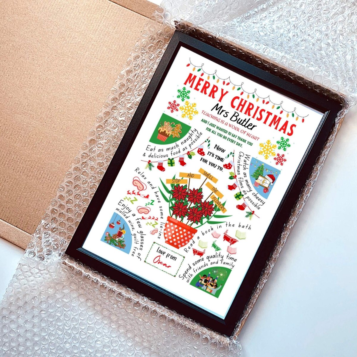 Personalised Christmas Thank You Teacher Print - The Word Shack