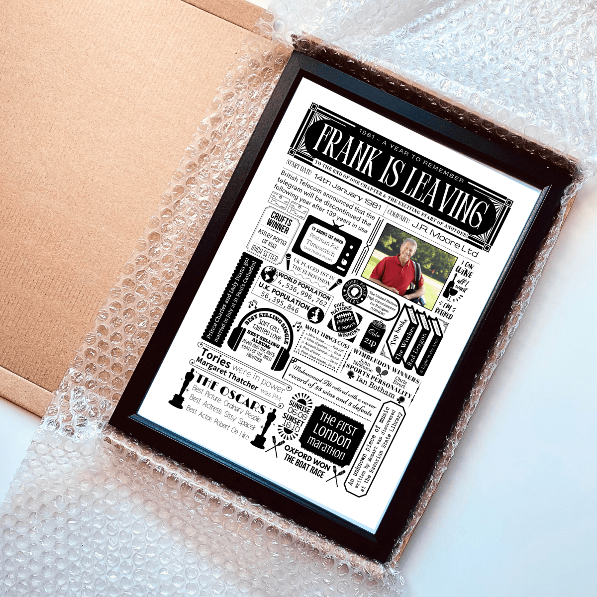 Retirement Personalised Year Print - Leaving Gift with Photo - The Word Shack