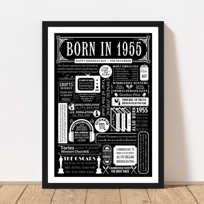 1955 Personalised 70th Birthday Poster - The Word Shack