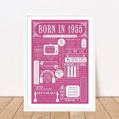 1955 Personalised 70th Birthday Poster - The Word Shack