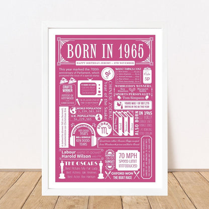 1965 Personalised Fact Poster | 60th Birthday Gift - The Word Shack