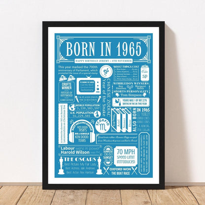 1965 Personalised Fact Poster | 60th Birthday Gift - The Word Shack