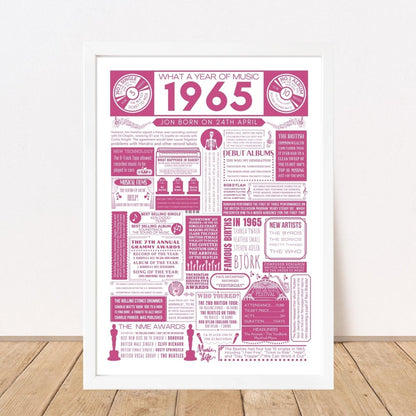1965 Personalised Music Print | 60th Birthday Gift - The Word Shack
