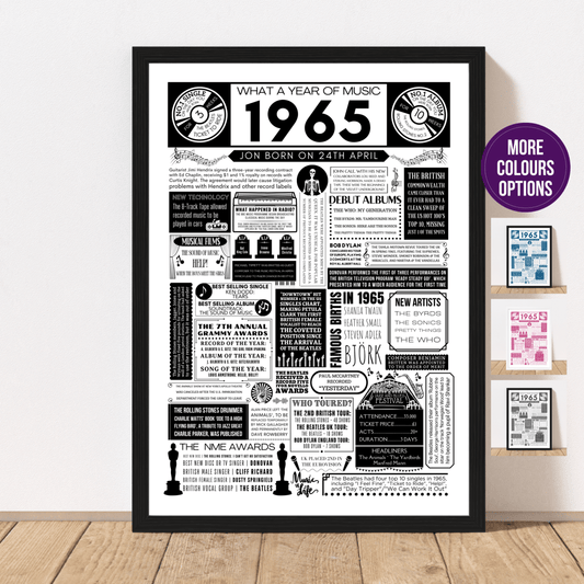 1965 Personalised Music Print | 60th Birthday Gift - The Word Shack