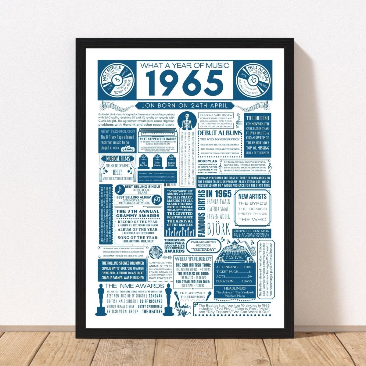 1965 Personalised Music Print | 60th Birthday Gift - The Word Shack