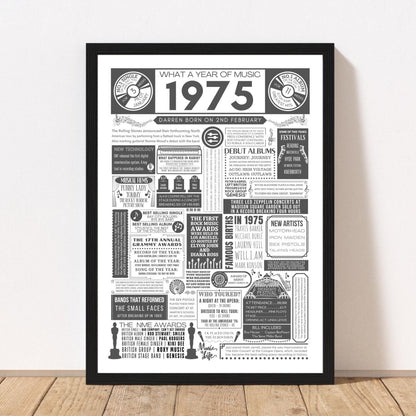1975 Personalised Music Print | 50th Birthday Gift - The Word Shack