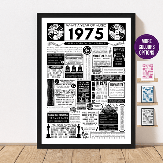 1975 Personalised Music Print | 50th Birthday Gift - The Word Shack