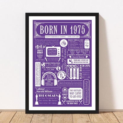 1975 Year You Were Born Fact Poster | Personalised 50th Birthday Gift - The Word Shack