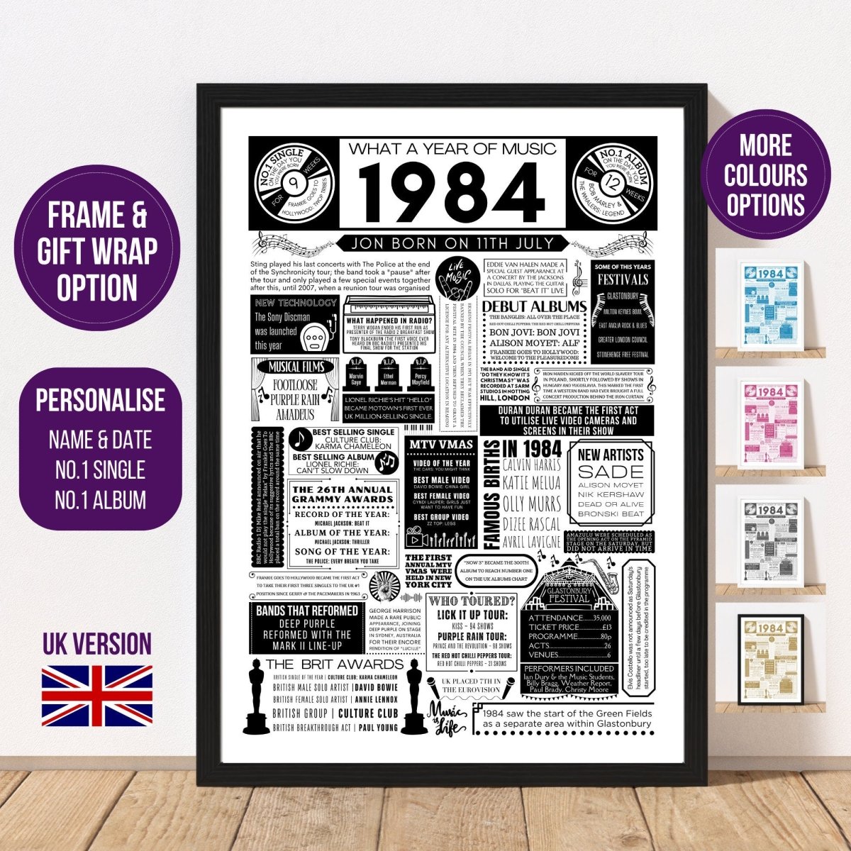 1984 Music Personalised Birthday Print - 41st Birthday Gift - The Word Shack
