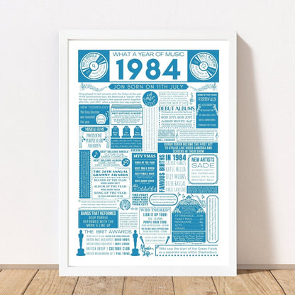 1984 Music Personalised Birthday Print - 41st Birthday Gift - The Word Shack