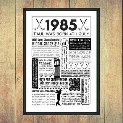 1985 Personalised Golf Print | 40th Birthday Gift - The Word Shack