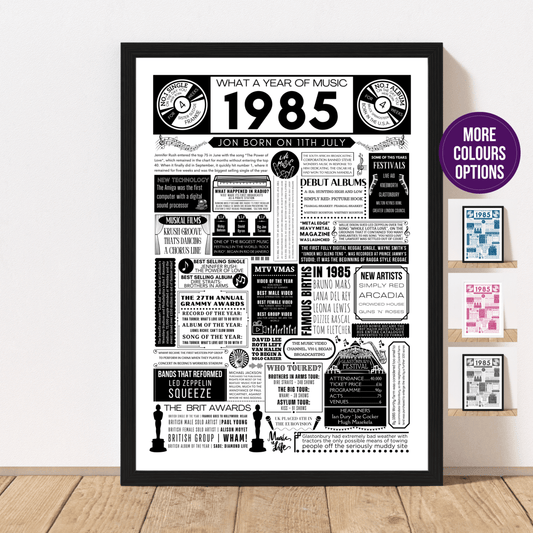 1985 Personalised Music Print | 40th Birthday Gift - The Word Shack