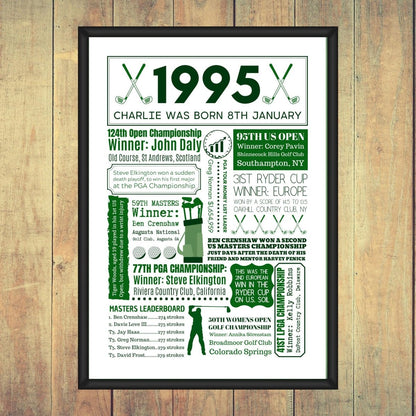 1995 Golf Birthday Poster | Personalised 30th Golf gift - The Word Shack