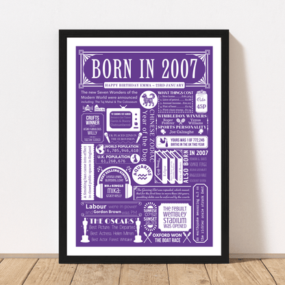 2007 Personalised Fact Poster - 18th Birthday Gift - The Word Shack