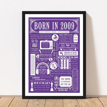 2009 16th Birthday Fact Poster | Personalised with Facts from Year You Were Born Print - The Word Shack
