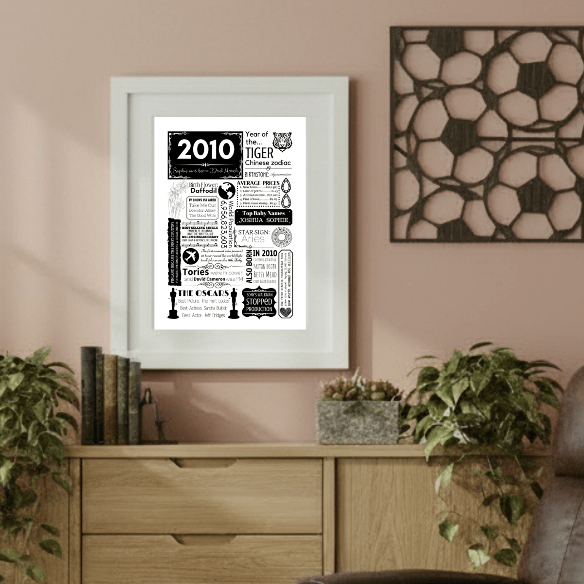 2010 Personalised 16th Birthday Print - Birth Flower Design - The Word Shack