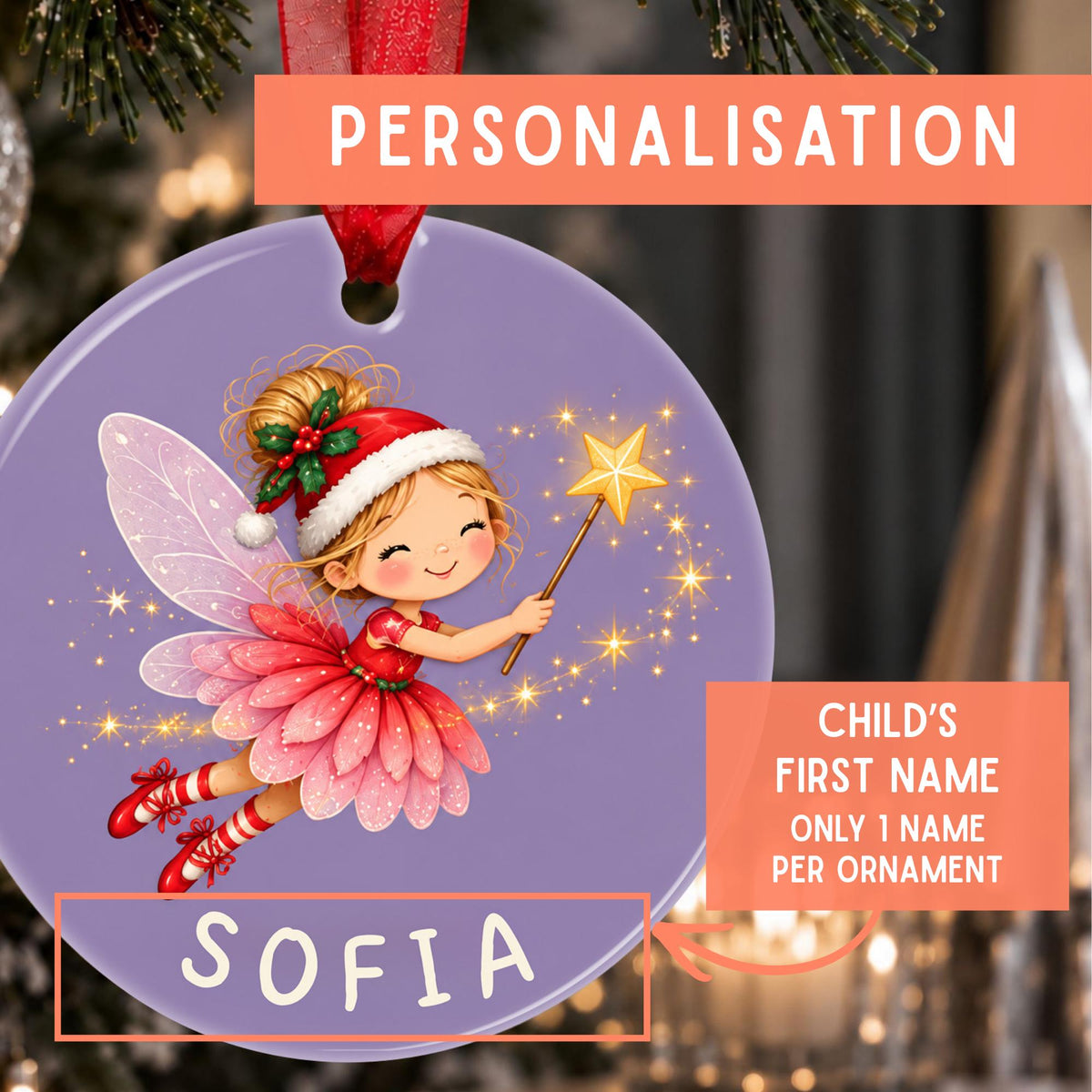 Personalised Fairy Christmas Bauble for Kids