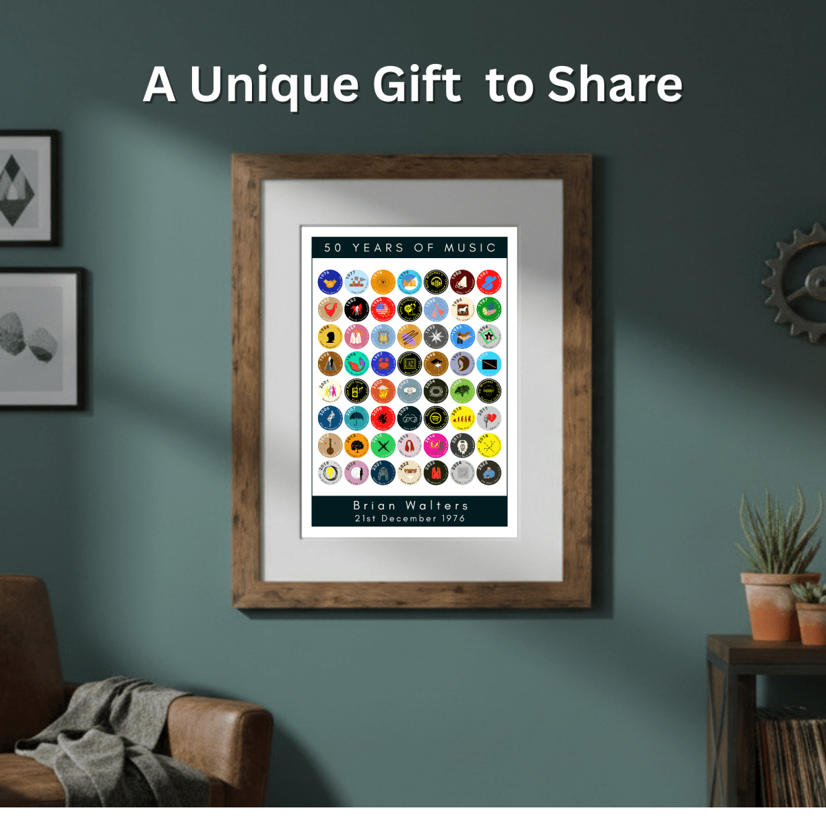 50 Years of Music & Iconic Albums Since 1976 | Personalised 50th Birthday Print - The Word Shack