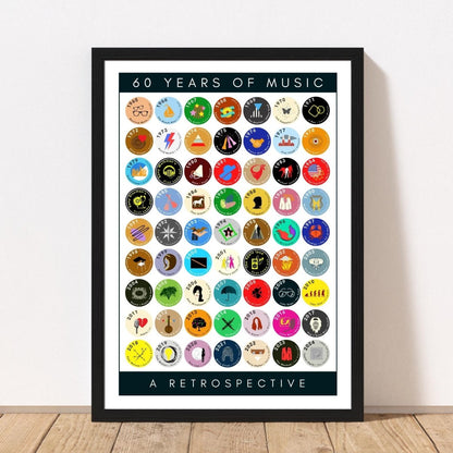 60 Years of Music | 1965 Road to 60 in Iconic Albums - Personalised 60th Birthday Print with Frame and Gift Option - The Word Shack