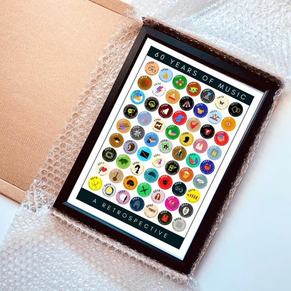60 Years of Music | 1965 Road to 60 in Iconic Albums - Personalised 60th Birthday Print with Frame and Gift Option - The Word Shack