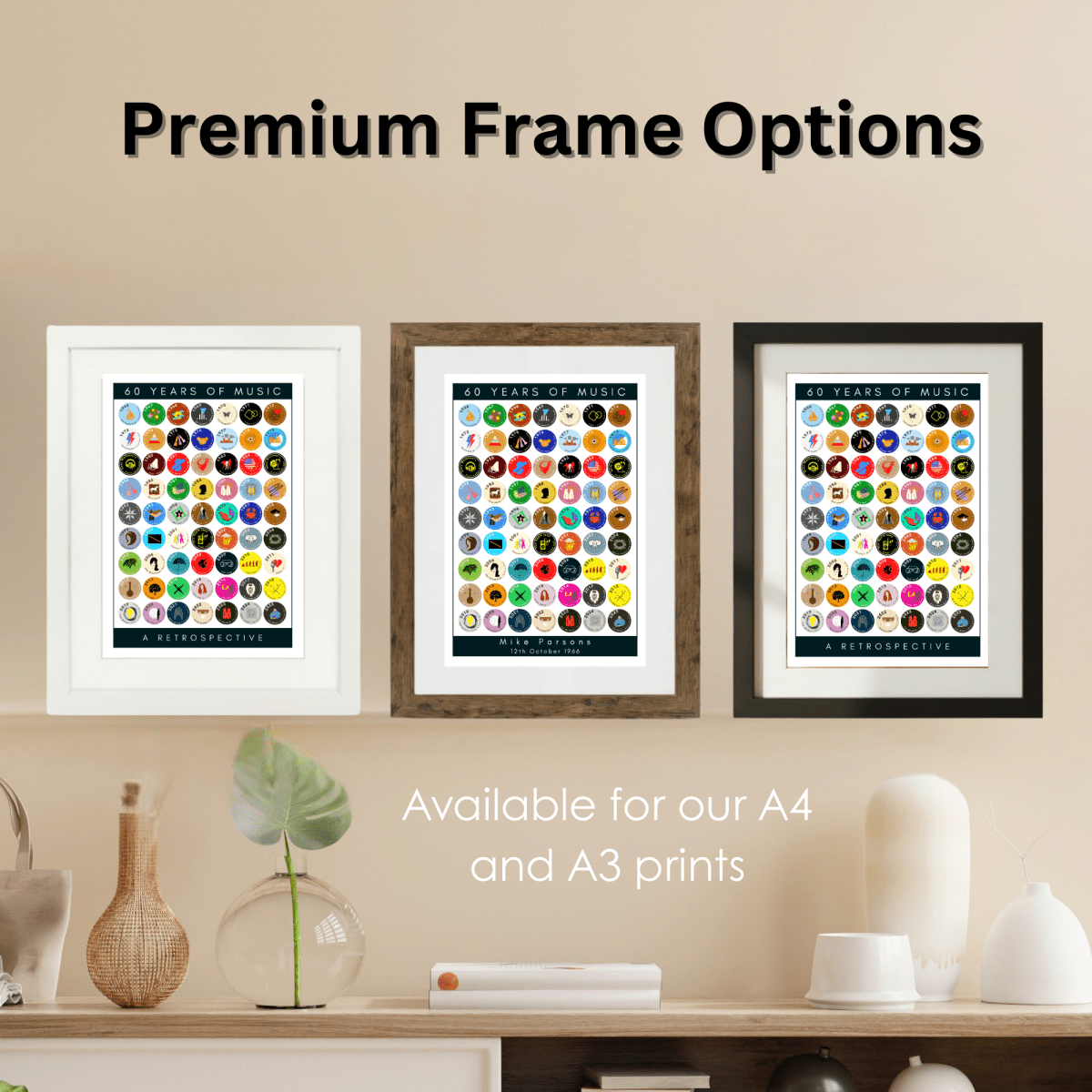 60 Years of Music & Iconic Albums Since 1966 | Personalised 60th Birthday Print - The Word Shack