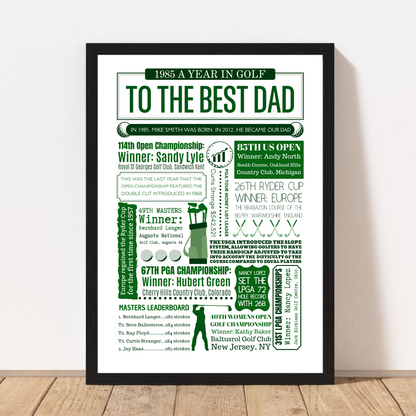 Golf Personalised Father's Day Print - Any Year Best dad Gift