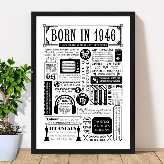 Born in 1946 | Personalised 80th Birthday Gift - The Word Shack