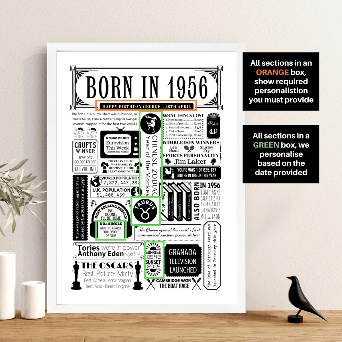 Born in 1956 | Personalised 70th Birthday Gift - The Word Shack
