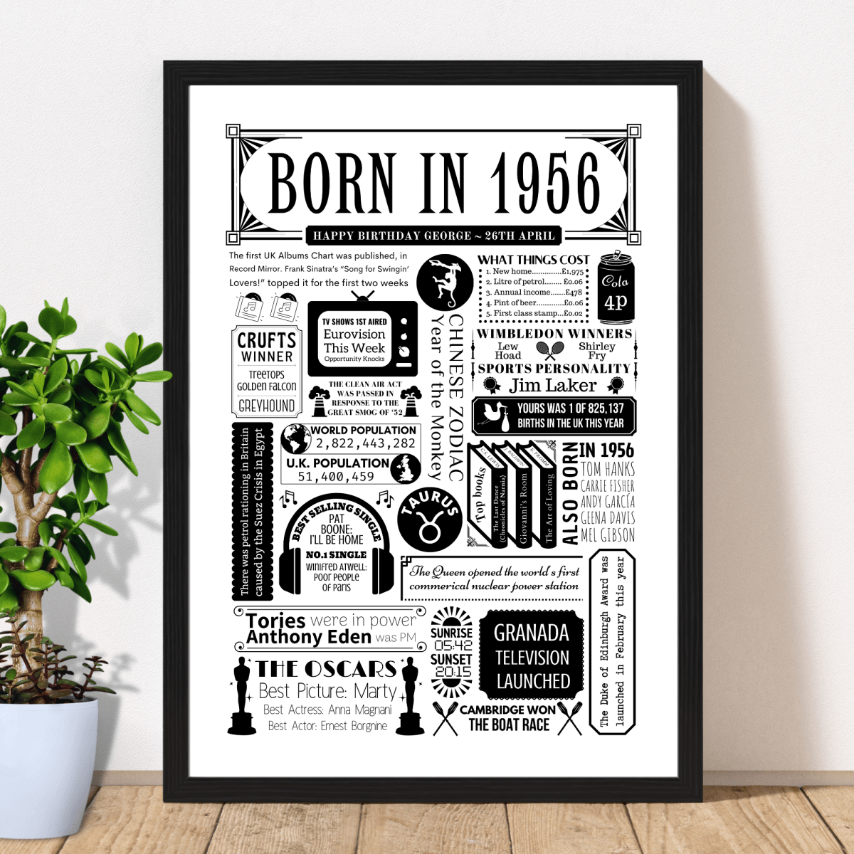 Born in 1956 | Personalised 70th Birthday Gift - The Word Shack
