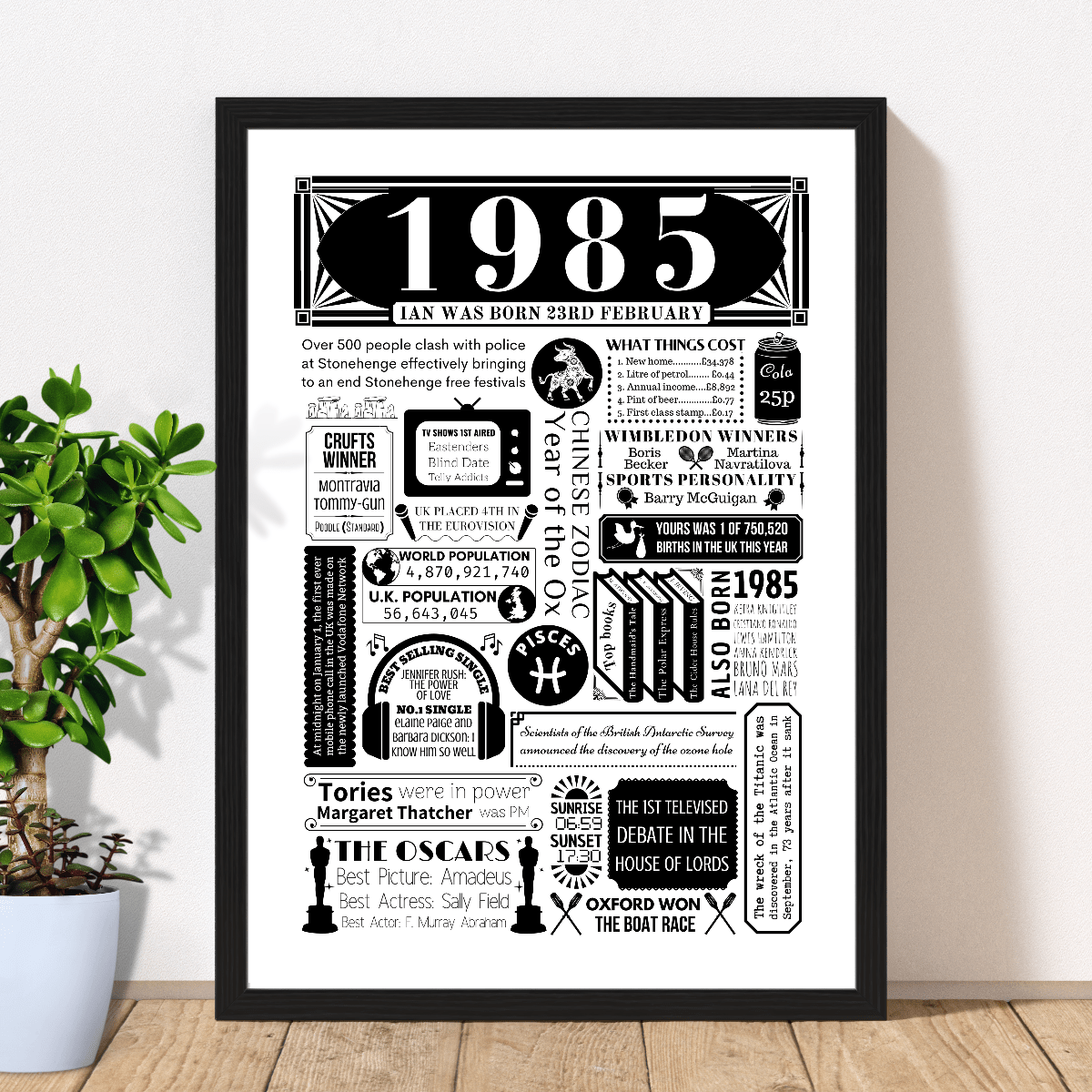 Born in 1985 Fact Poster | Personalised 40th Birthday Gift - The Word Shack