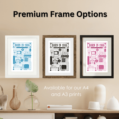 Born in 1986 Poster | Personalised 40th Birthday Gift - The Word Shack