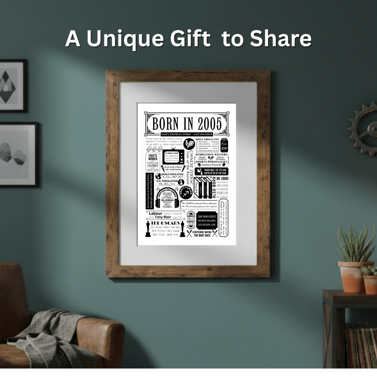 Born in 2005 Poster | Personalised 21st Birthday Gift - The Word Shack