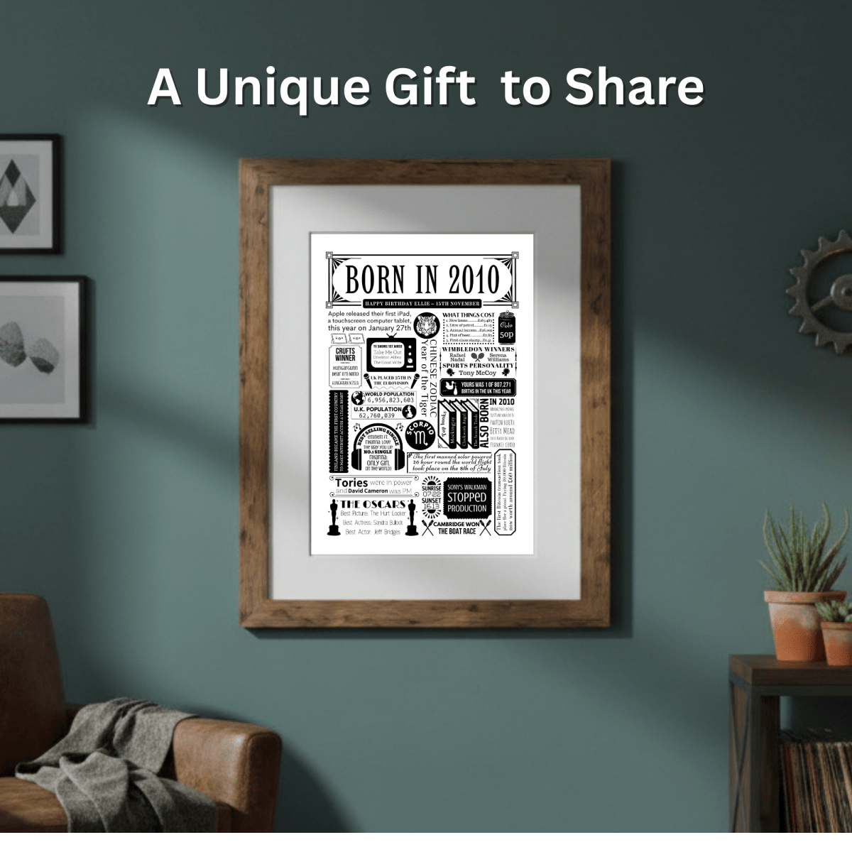 Born in 2010 Poster | Personalised 16th Birthday Gift - The Word Shack