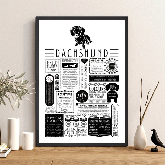 Dachshund Sausage Dog Personalised Fact Print - The Word Shack