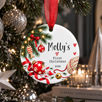 Personalised Cat's First Christmas Bauble, New Kitten Gift